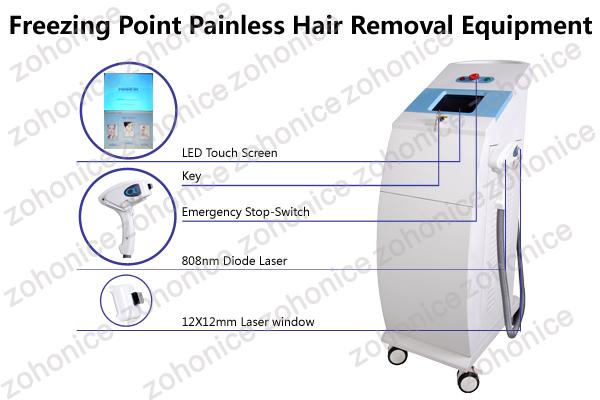 máquina del retiro del pelo del laser del diodo 808nm con el tamaño de punto de 12*12m m para la depilación