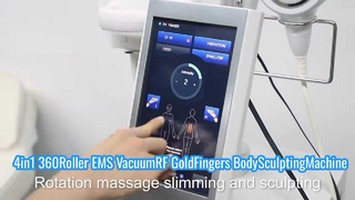 Máquina para esculpir el cuerpo con dedos dorados RF con vacío EMS y rodillo 360 para lifting facial 4 en 1