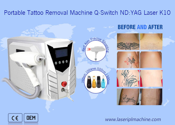 1064nm 532nm Máquina de eliminación de tatuajes con láser portátil con mango desmontable