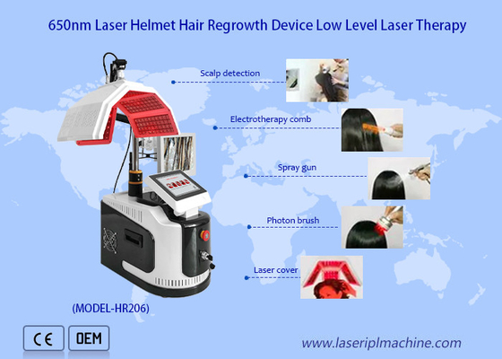 Máquina de crecimiento del cabello con láser de diodo de 650 Nm Analisador de terapia capilar de bajo nivel