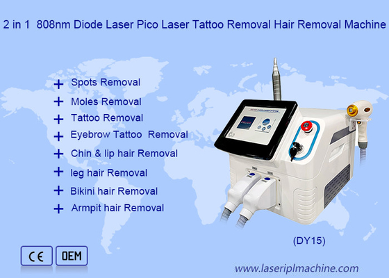 Spa máquina 2 del laser del diodo de 808 nanómetro en 1 retiro del pelo y retiro del tatuaje del picosegundo
