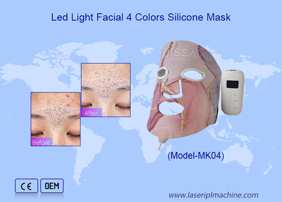 Peso bruto 13.1KG Rejuvenecimiento de la piel Luz infrarroja Máscara facial LED con 4 colores