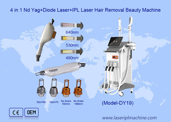 3 IN 1 Nd Yag 808nm Diodo láser de eliminación de tatuajes de pelo IPL máquina de tratamiento del acné
