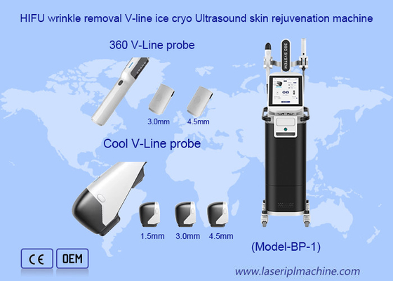 HIFU de eliminación de arrugas V línea de hielo Cryo ultrasonido máquina de rejuvenecimiento de la piel