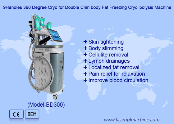 9Handles 360 grados Cryo para el doble mentón grasa corporal congelación máquina de criolipolítica