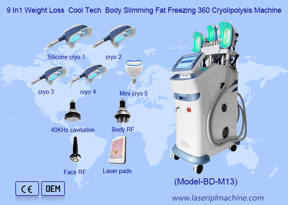 9 In1 Pérdida de Peso Cool Tech cuerpo adelgazamiento grasa congelación máquina de 360Cryolipolysis