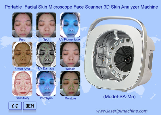 Microscopio portátil de la piel facial, escáner facial y máquina de análisis 3D de la piel