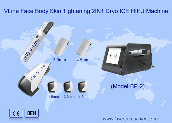 VLine Facial Cuerpo Antienvejecimiento de la piel 2IN1 Cryo ICE HIFU máquina
