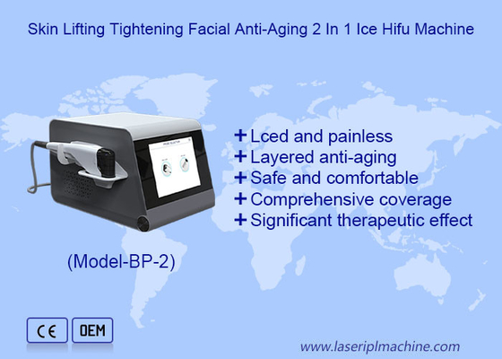Elevación de la piel Aprietación Facial Antienvejecimiento 2 en 1 Hifu máquina de hielo