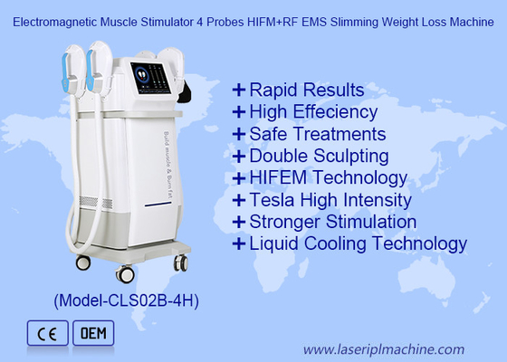 Estimulador muscular electromagnético 4 sondas HIFM RF EMS máquina de adelgazamiento