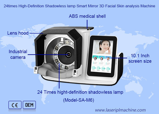 24 veces de alta definición lámpara sin sombras espejo inteligente máquina de análisis 3D de la piel facial