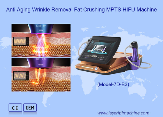 Máquina de ajuste de la piel 7D 12D MPTS Rf 360HIFU con doble mango
