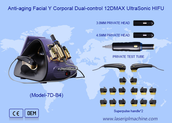 El cuerpo y la piel del rostro, el ajuste de la piel, el radar, la talla, el antienvejecimiento, el doble control, la máquina Hifu 12DMax.