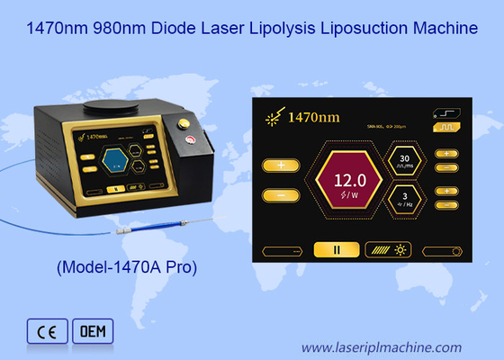 Cirugía láser para la eliminación de la celulitis 1470nm 980nm Fibra óptica Diodo láser de liposucción máquina