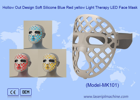 Máscara facial de silicona suave de 360 grados con diseño hueco LED azul rojo LED Light Therapy