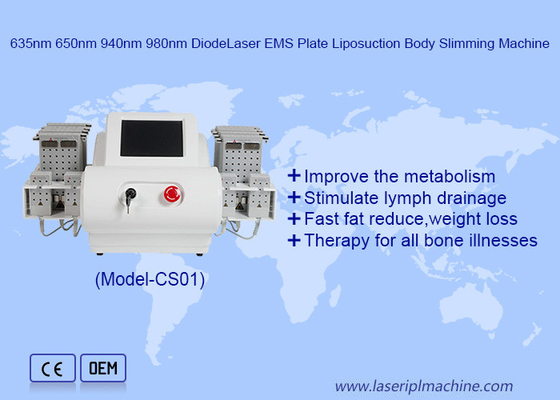 EMS Pads 635nm 650nm 940nm 980nm LipoLaser máquina de liposucción para la eliminación de grasa pérdida de peso
