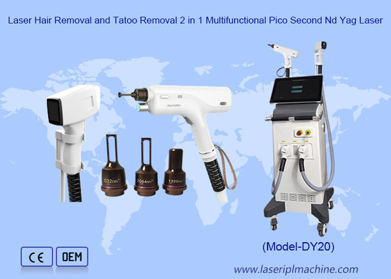 2 en 1 Nd Yag Pico Laser de eliminación de tatuajes permanente 755 1064 808nm Diodo de hielo máquina de depilación láser