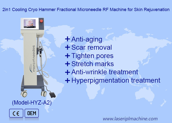 2 en 1 refrigeración Cryo Martillo Fraccionado Microneedle RF máquina para el rejuvenecimiento de la piel