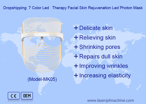 Máscaras faciales LED de terapia de luz de belleza inalámbricas recargables de 7 colores