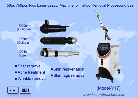 450ps 750pcs Pico láser máquina de belleza para la eliminación de tatuajes Picosecond láser