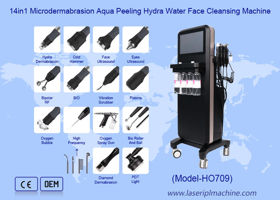 Máquina de limpieza facial con microdermoabrasión 14 en 1, peeling acuático, hidra y agua
