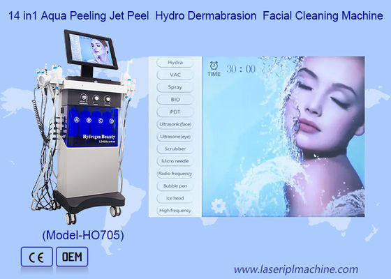 Máquina de limpieza facial por ultrasonido RF Bio 14 en 1 con hidrodermoabrasión