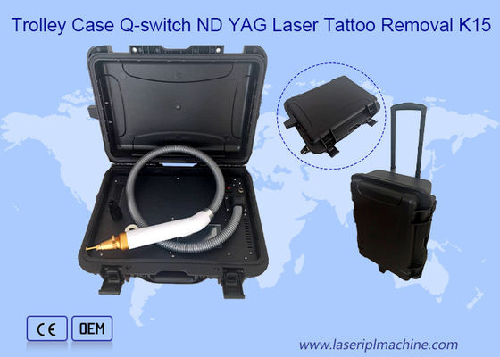 Trolley Case 1064nm 532nm 1320nm Q Switch Nd Yag Máquina de eliminación de tatuajes con láser