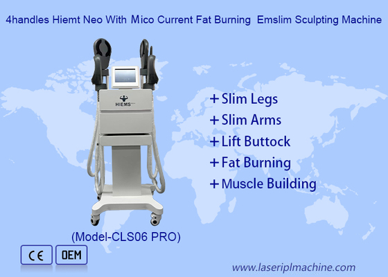 Máquina de esculpir el cuerpo con estimulación muscular electromagnética HIEMT para la construcción muscular con 4 manijas